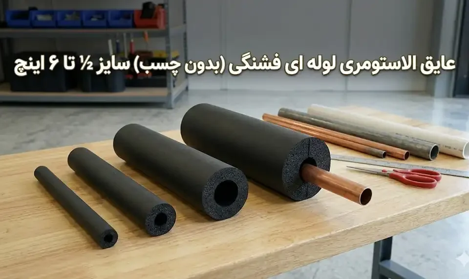 عایق الاستومری لوله ای فشنگی (بدون چسب) سایز ½ تا ۶ اینچ